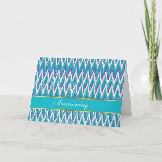 Blauwgroen en Amethyst iKat ZigZag patroon Aankondiging (Voorkant)
