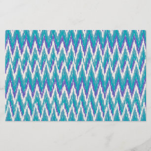 Blauwgroen en Amethyst iKat ZigZag patroon Briefpapier