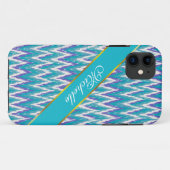 Blauwgroen en Amethyst iKat ZigZag patroon Case-Mate iPhone Case (Achterkant (horizontaal))