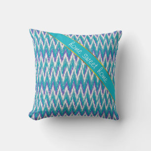 Blauwgroen en Amethyst iKat ZigZag patroon Kussen