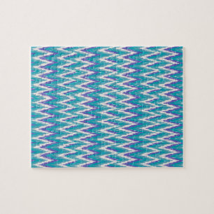 Blauwgroen en Amethyst iKat ZigZag patroon Legpuzzel