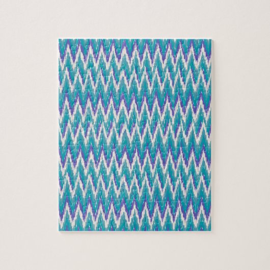 Blauwgroen en Amethyst iKat ZigZag patroon Legpuzzel (Verticaal)
