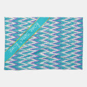 Blauwgroen en Amethyst iKat ZigZag patroon Theedoek (Horizontaal)