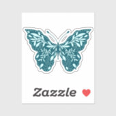 Blauwgroen en Aqua Botanische Vlinder Sticker (Vel)