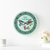 Blauwgroen en Aqua Custom Scraproom of Craft Room Grote Klok (Huis)