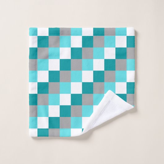 Blauwgroen en Aqua Gecontroleerd overeenkomend mon Bad Handdoek (Wasdoekje)