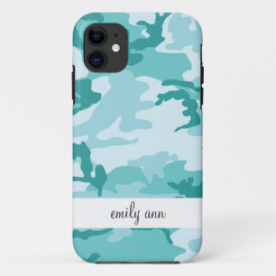Blauwgroen en aquamarine Urban Camoflage Pattern iPhone 11 Hoesje