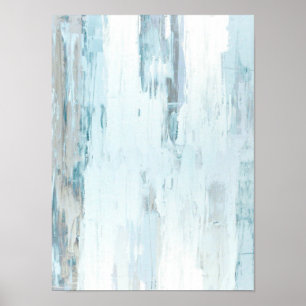 blauwgroen en beige Abstracte kunst Poster