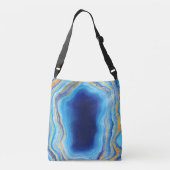 Blauwgroen en blauw Agate Marble Abstracte Name Mo Crossbody Tas (Achterkant)