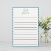 Blauwgroen en blauw gelijnd banketbakkerij (Staand voorkant)