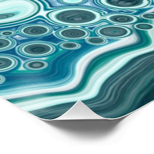 Blauwgroen en blauw Turquoise Water Ocean Bubbles Perfect Poster (Hoek)