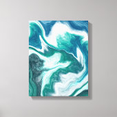Blauwgroen en blauw Turquoise Water Ocean Marble Canvas Afdruk (Voorkant)
