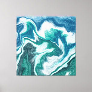 Blauwgroen en blauw Turquoise Water Ocean Marble Canvas Afdruk