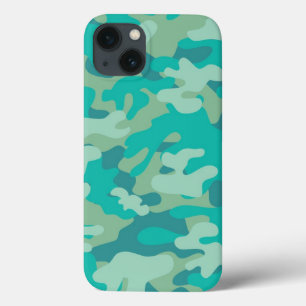 Blauwgroen en Blauwe Camo iPhone 13 Hoesje
