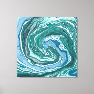 Blauwgroen en blauwe Turquoise Water Ocean Swirls Canvas Afdruk