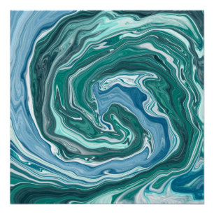 Blauwgroen en blauwe Turquoise Water Ocean Swirls Perfect Poster