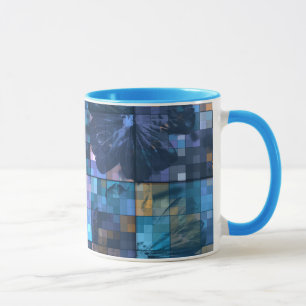Blauwgroen en blauwe ventilator mok