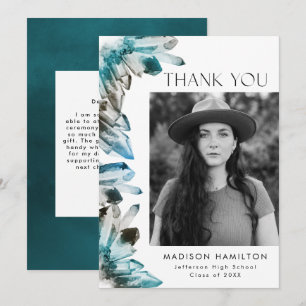 Blauwgroen en blauwe Waterverf Kristallen Foto-Afs Bedankkaart