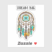 Blauwgroen en Bruin Dreamcatcher | Grote dromen Sticker (Vel)