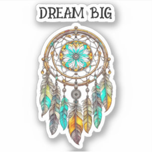 Blauwgroen en Bruin Dreamcatcher   Grote dromen Sticker