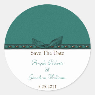 Blauwgroen en Bruin Save The Date Sticker