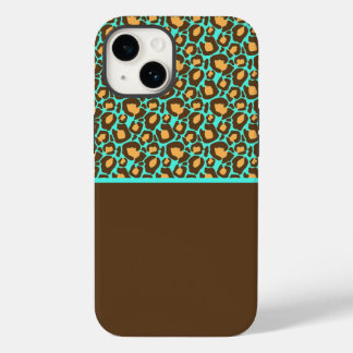 Blauwgroen en bruine Cheetah-printtas Case-Mate iPhone 14 Hoesje