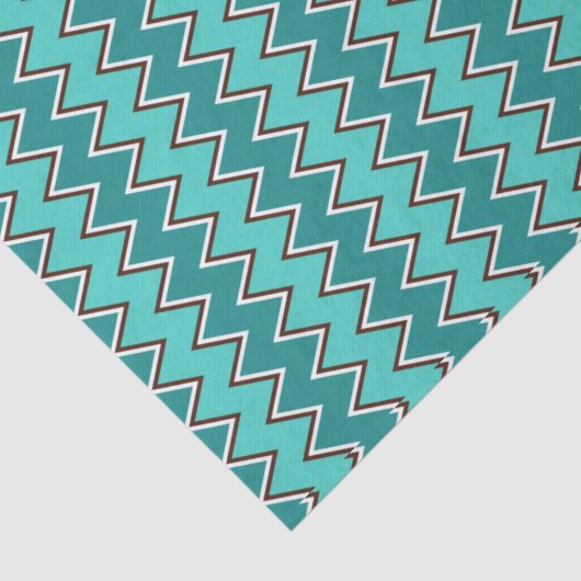 Blauwgroen en bruine Chevron Tissuepapier (Detail)