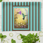 Blauwgroen en bruine handschoenkeukenhanddoek theedoek (Gevouwen)