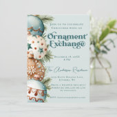 Blauwgroen en bruine kerst Ornament Exchange Kaart (Staand voorkant)