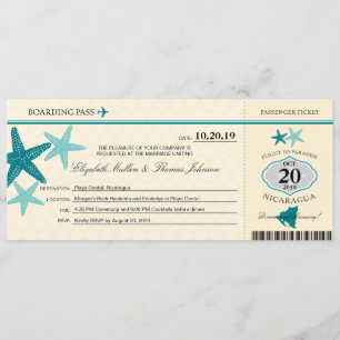 Blauwgroen en Buttercream Nicaragua Boarding Pass Kaart