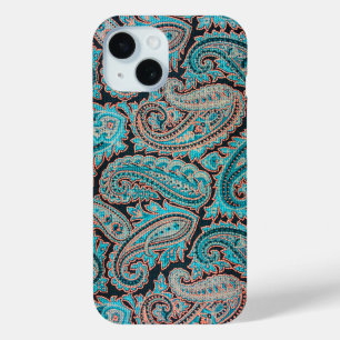 Blauwgroen en Coral Paisley Pattern