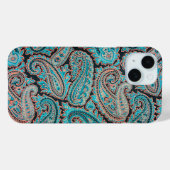 Blauwgroen en Coral Paisley Pattern Case-Mate iPhone Case (Achterkant (horizontaal))