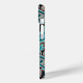 Blauwgroen en Coral Paisley Pattern Case-Mate iPhone Case (Achterkant / Links)