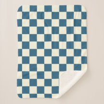 Blauwgroen en Cream Checkerboard Sherpa Blanket