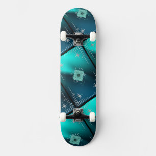 Blauwgroen en diamanten skateboard