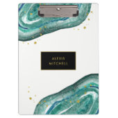 Blauwgroen en Faux Gold Geode Klembord (Voorkant)