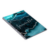 Blauwgroen en Faux Silver Glitter Marble Agate Notitieboek (Rechterzijde)
