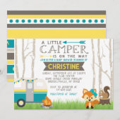 Blauwgroen en geel RV Camper Woodland Baby shower Kaart (Voorkant / Achterkant)