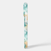 Blauwgroen en Gele Bloemen Alcoholinkt Illustratie Case-Mate iPhone Case (Achterkant / Links)