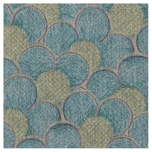 Blauwgroen en gele bloemen met groot formaat stof