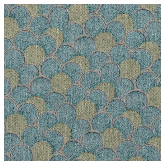 Blauwgroen en gele bloemen met groot formaat stof (Swatch)