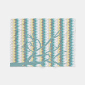Blauwgroen en gele Chevron Winter Tree Blanket Fleece Deken (Voorkant (Horizontaal))