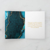 Blauwgroen en Gold Agaat Verjaardag Bedankkaart (Binnen)