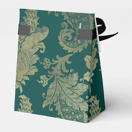 Blauwgroen en Gold Damask Bedankdoosjes (Achterkant)