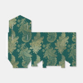 Blauwgroen en Gold Damask Bedankdoosjes (Uitgevouwen)