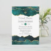 Blauwgroen en Gold Geode Agate Stone Virtual Showe Kaart (Staand voorkant)