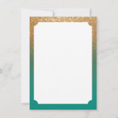 Blauwgroen en Gold Glitter - Hartelijk dank Bedankkaart (Achterkant)