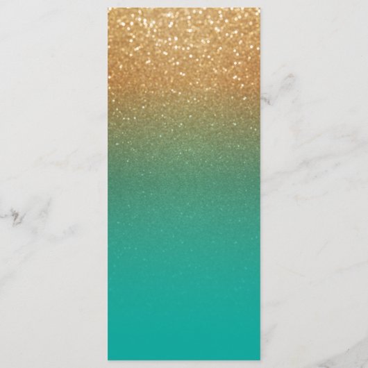 Blauwgroen en Gold Glitter Wedding Ceremony Progra Programma (Achterkant)