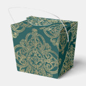 Blauwgroen en Gold Ironwork Patroon Bedankdoosjes (Achterkant)