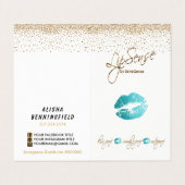 Blauwgroen en Gold Lipsense-instructies Visitekaartjes (Buitenkant ongevouwen)